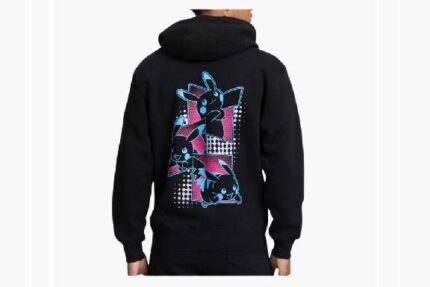 Pikachu Neon Pokémon Zip-Up Hoodie – Black